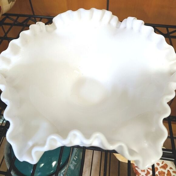 Fenton Vintage Milk Glass Ruffled Bowl - Picture 4 of 7